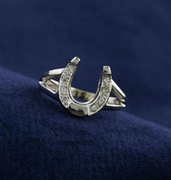 14k White Gold Horseshoe Ring with Diamonds