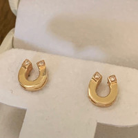 14k Gold Horseshoe Earrings with Diamonds