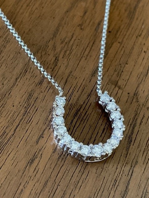 14k White Gold .35ctw Diamond Horseshoe Necklace PM5149-033-WA-18 -  BillyTheTree Jewelry