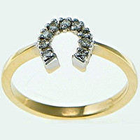 14k Yellow Gold Petite Horseshoe Ring with Diamonds