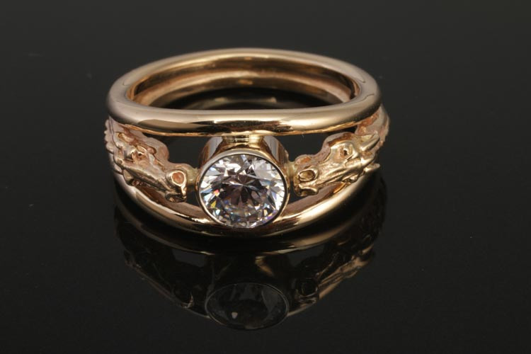 14K Gold Polished Horse Head Ring K5781 - JM Donoven Designs