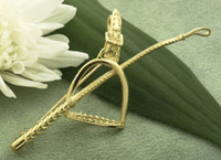 18k Yellow or White Gold Designer Crop and Stirrup Pin Brooch