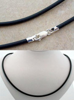 3mm Black Rubber Necklace with Sterling Silver Fittings