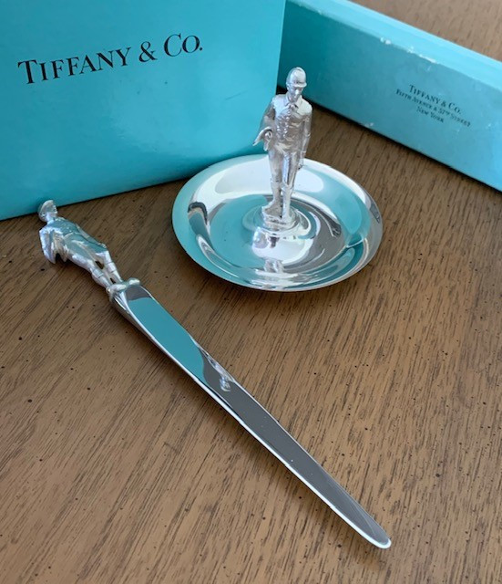 【希少】Tiffany & Co. 　オープナー Antique Sterling Silver Tiffany Letter Opener and Dish with Jockey