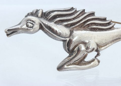 Circa 1920 Sterling Silver Atlantic City Diving Horse Pin - Show