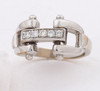 14k White Gold Designer-Style Bit Ring with Diamonds.