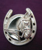 Sterling Silver Dressage Horse In Horseshoe Pin