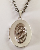  Sterling Silver Oval Locket with Pharaoh's Horses
