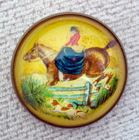 Original Woman Side Saddle on Yellow Bridle Rosette as Pin