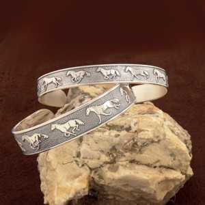 Small Sterling Silver Running Horse CUFF BRACELET