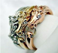 Stacking Horse Rings in 14k White, Yellow and Rose Gold