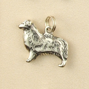 Sterling Silver Australian Shepherd Dog Charm or Pendant.