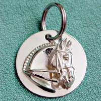 Sterling Silver Bridle Tag or Halter Tag with Dressage Horse