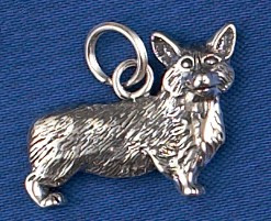 Sterling Silver Corgi Dog Charm or Pendant.