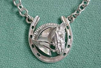 Sterling Silver Horse Head In Horseshoe Pendant Necklace - 925 Silver, No Stone, Chain Included
