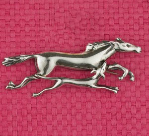 Sterling Silver Happy Horse and Hound Pin - Show Stable Artisans