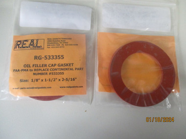 RG-533355 OIL FILLER CAP GASKET CONTINENTAL E-185, E-225, 0-470-A,E,J, IO-470-J, K.. (1/8" X 2-5/16" X 1-1/2"