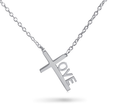 Love Cross™ CLASSIC MINI in Solid Sterling Silver on an 18" Silver chain. 

Pendant Size: 7/8" x 1/2"
Made in USA. 