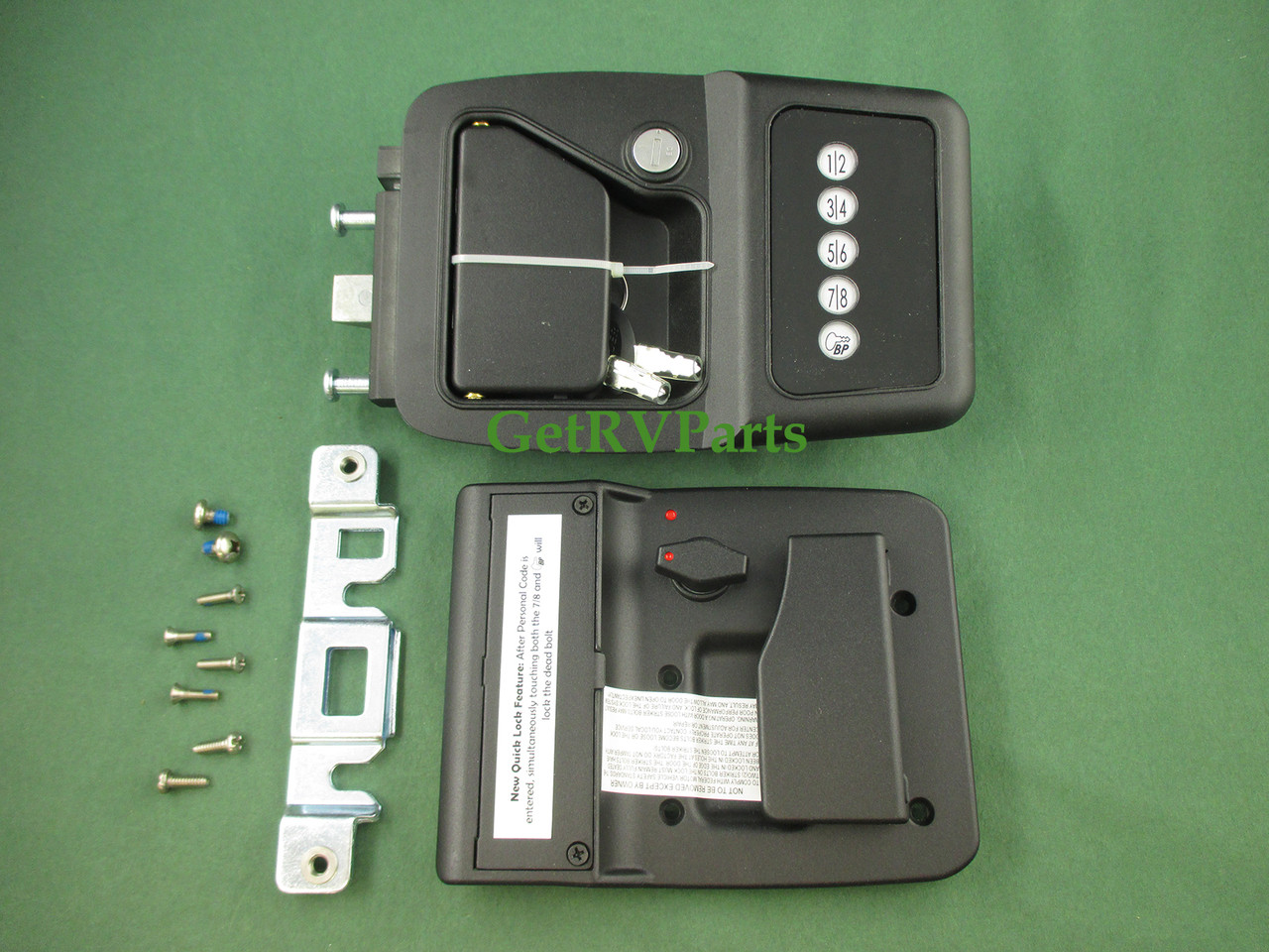 Bauer 013531 RV Motorhome Entry Door Electric Lock Assembly Black