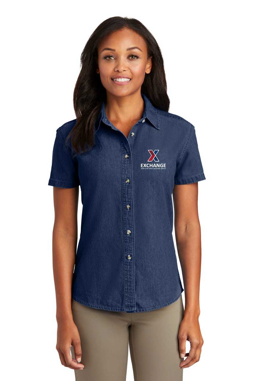 Ladies Short Sleeve Denim Shirt - American Eagle Imagewear, Inc. BRAND