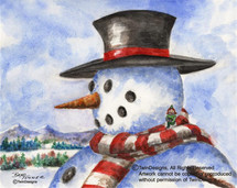 Snowman Top Hat Greeting Card