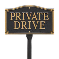 Whitehall Private Drive Statement Plaque - Wall/Lawn - Black/Gold - Aluminum