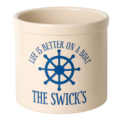 Whitehall Personalized Life is Better on a Boat Crock