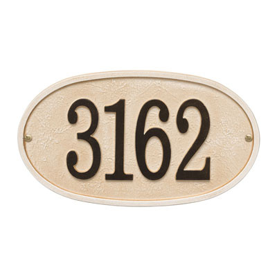 Whitehall Stonework Oval House Numbers Plaque, Standard Wall 1-line
