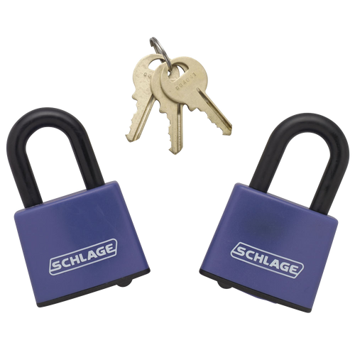 Schlage Flex Security Covered Laminated Steel Padlock 2-pack, keyed alike