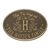 Whitehall Bless This Home Monogram Oval Personalized Plaque
