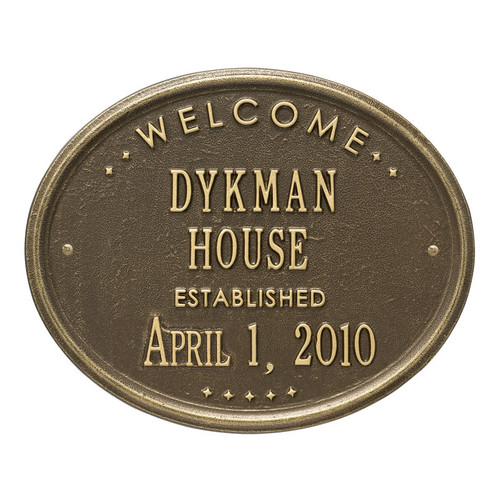 Whitehall Welcome Oval "HOUSE" Established Personalized Plaque