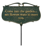 Whitehall  Come into my garden...   Garden Poem Sign  Aluminum