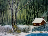 Canvas Print, Cabin in Woods  18" x 24"