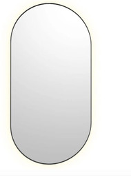 Bobrick Pill-Shaped Mirror Matte Black Frame 24"W x 48"H, B-105