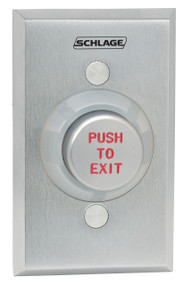 Schlage Electronic Access and Releasing Devices 600 Series Heavy Duty PushButtons Stainless Steel Plate Translucent Plastic Cone 1-1/4" Button Single Gang - 621