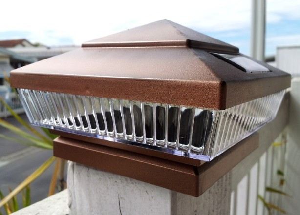 Copper Solar Deck Post Lights 6x6 with 5 LED, Low Profile ... Copper Solar Deck Post Lights 6x6 with 5 LED, Low Profile ...