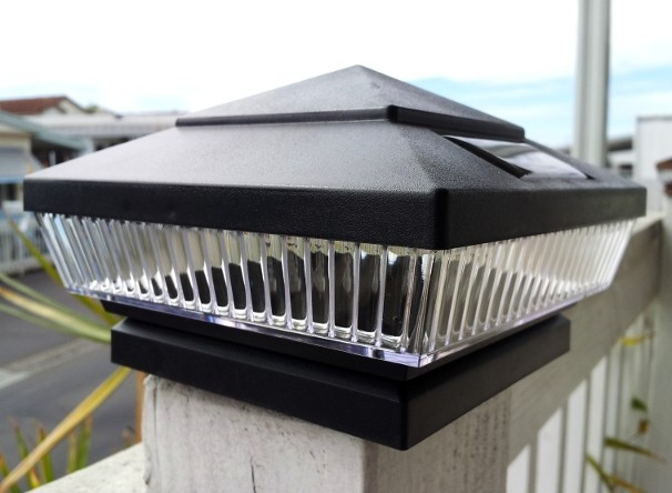 4 Copper 5-LED 6" X 6" Solar Post Deck Cap Fence Lights W Lithium-Ion Battery