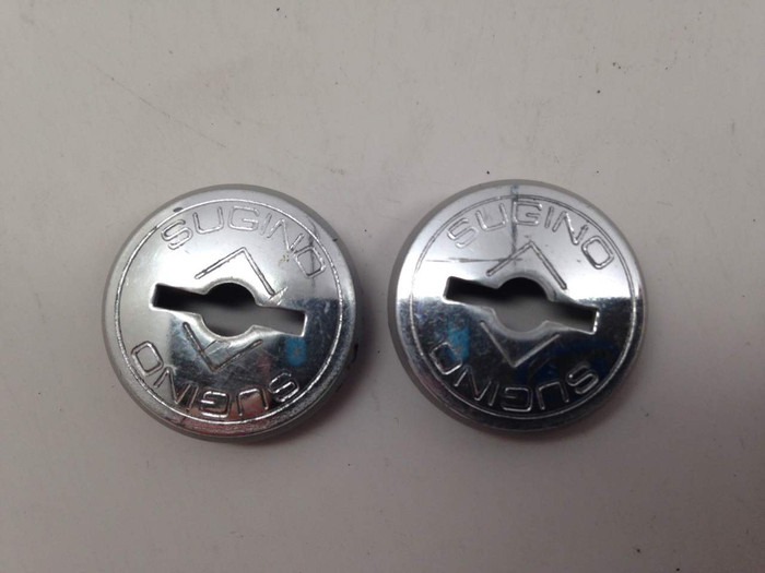 NOS Vintage Sugino Crank Dust Caps / Covers Chrome Plastic, Threaded