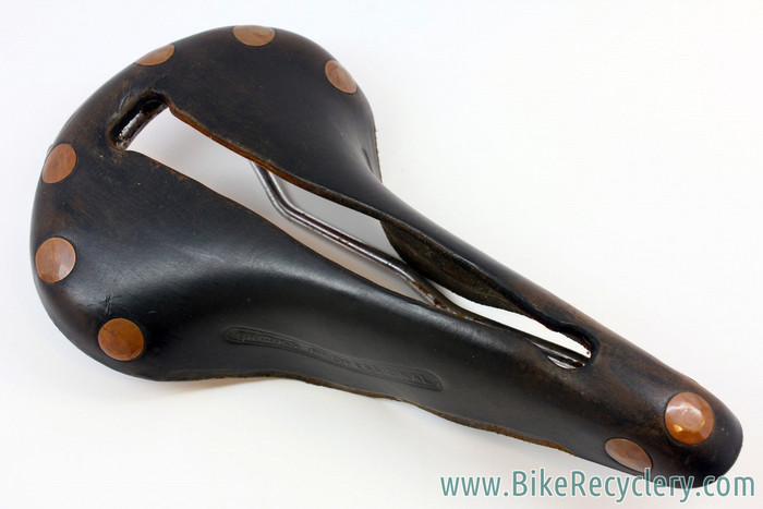 Vintage Brooks Professional Leather Saddle: Selle Anatomica Cutout, Brown, Large Brass Rivets ...
