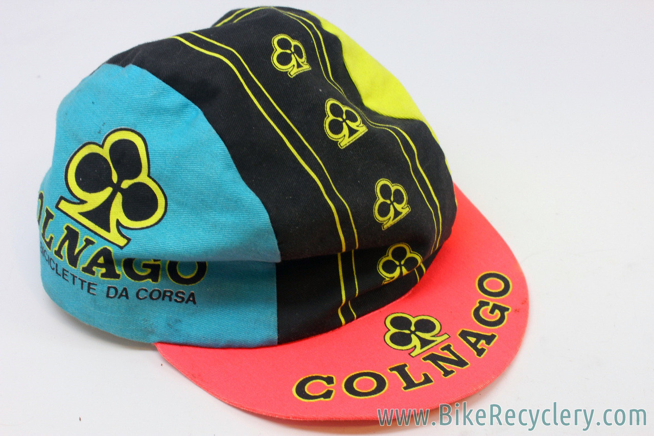 Vintage Colnago Cycling Cap Blue/Pink/Yellow/Black Bike Recyclery