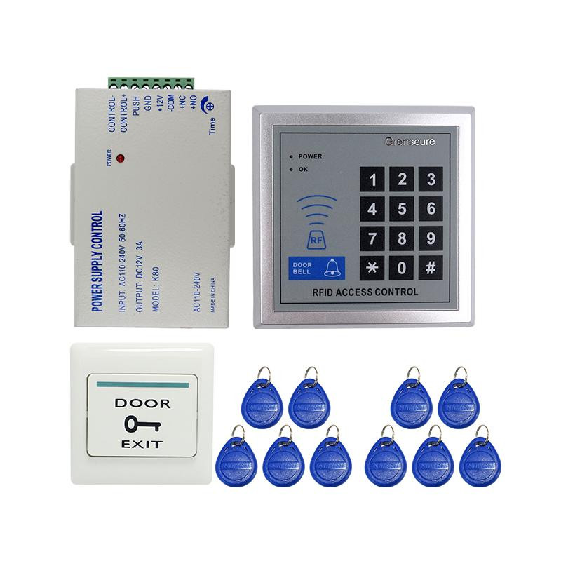 125KHz RFID Card&Password Security Door Access Control Keypad+10 RFID Keyfobs 