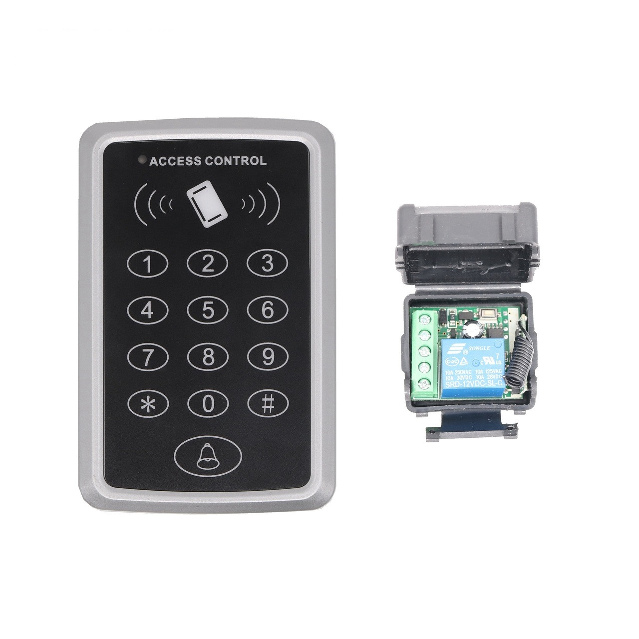 12v rfid 125khz wireless 315mhz 433mh password keypad door opener for access control system with 10 piece id keyfob