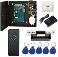 Complete TCP/IP Network Single Door Access Control Board System Kits with 110V Metal Power Supply Box ANSI Standard North American Strike Lock+RFID Reader+Exit Button