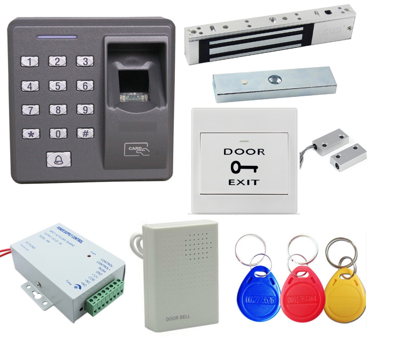 Fingerprint And ID Card Reader Access Control System Kit With Magnetic Door Lock 