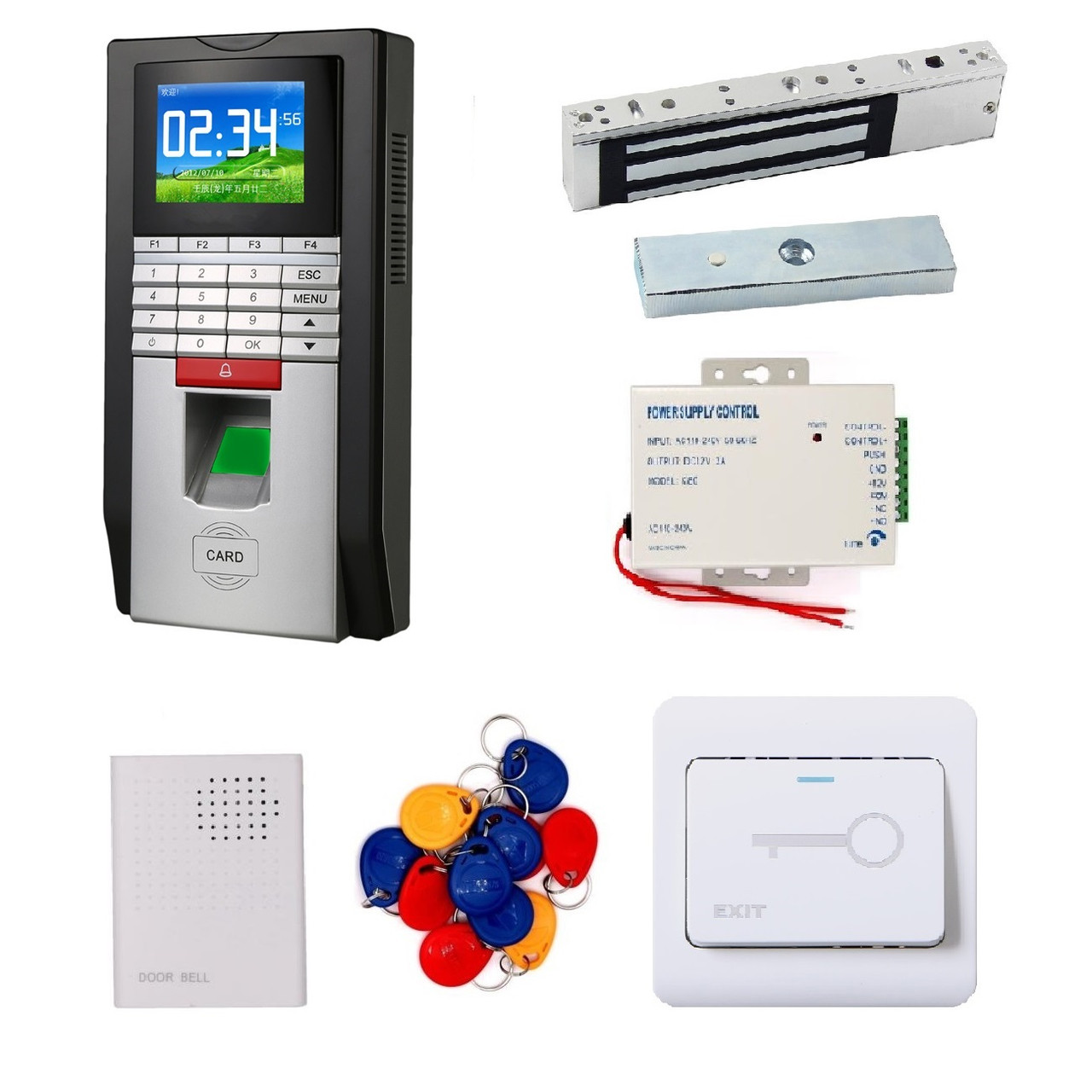 Tcp Ip Color Screen Rfid Fingerprint Attendance Access Control 600lbs Magnetic Lock Door Lock Entry Kit Allinbest Com