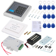 125KHz Rfid Card Reader Door Access Control Security System Kit + 60KG/132lb Electric Magnetic Lock + Power Supply Full Complete