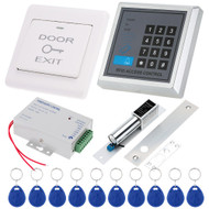 Door Entry Access Control System Kit Password Host Controller + Electric Lock + Door Switch + DC12V Power Supply + 10pcs RFID Keyfob