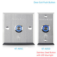 Door Exit Push Button With LED Light Stainless Steel Sealed Contact Button Aluminum Alloy Panel Access Control Release Switch