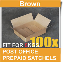 100 Pcs Mailing Box 365x280x95mm Carton Fit Australia POST 5KG Satchel Bag-BROWN
