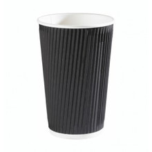 black cafe coffee paper cups 12oz